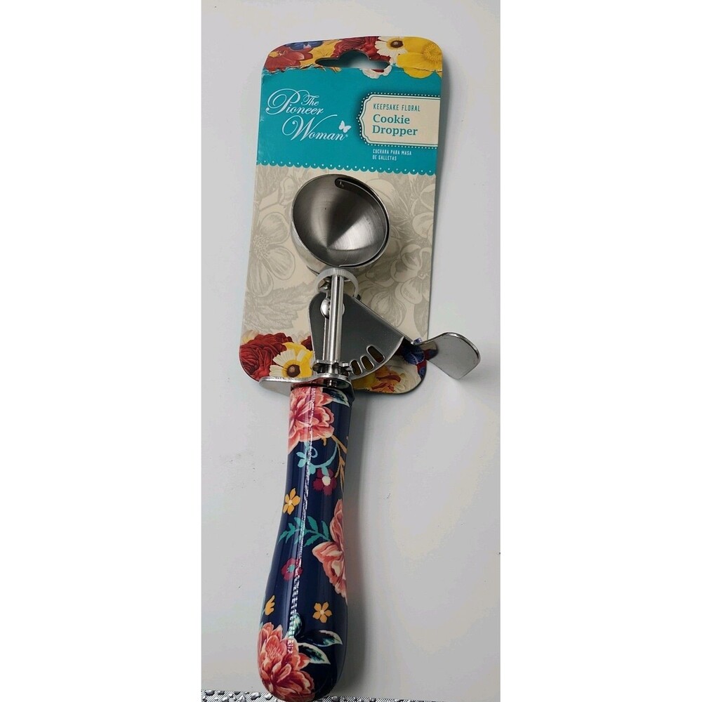 Pioneer Woman Cookie Dropper Scoop Keepsake Floral Stainless Steel New